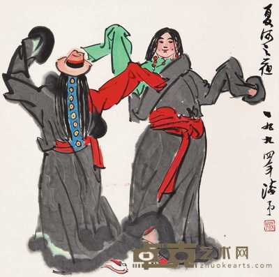 叶浅予 1994年作 夏河之夜 立轴 67.5×68cm